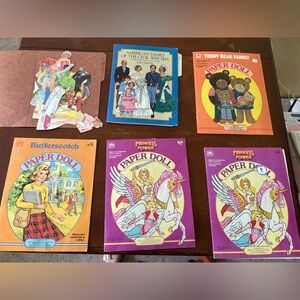 Set of 6 vintage 1980s paper dolls